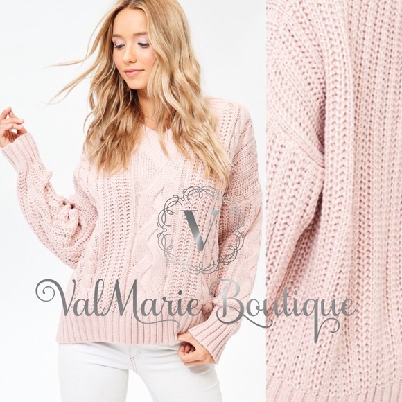 Mauve cable knit sweater - Picture 4 of 5
